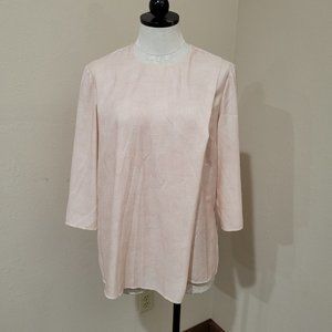 MM Lafleur Bourgeois Blouse size small split front draped printed shirt top